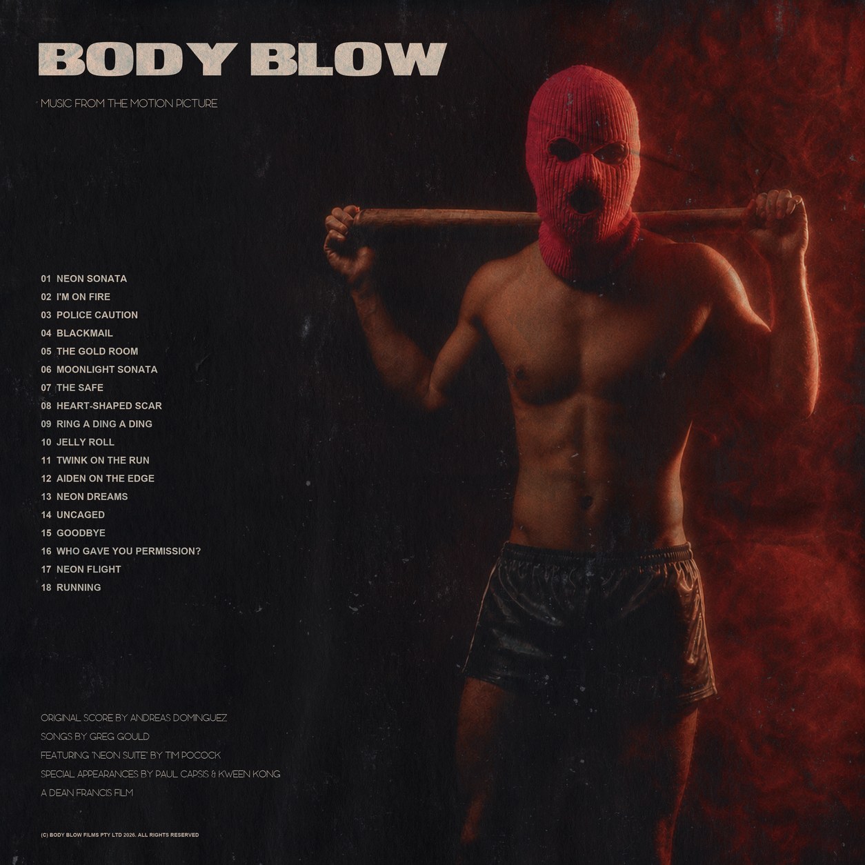BODY BLOW vinyl back cover — track listing and credits
